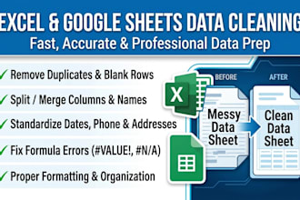 clean data sheets excel and google