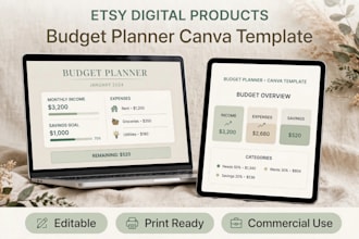 design etsy digital products canva templates printables and planners