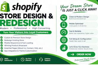 design or redesign shopify website, shopify store design, shopify