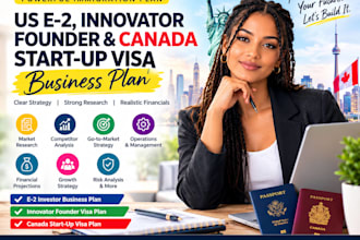 create a US e2, innovator founder and canada start up visa business plan