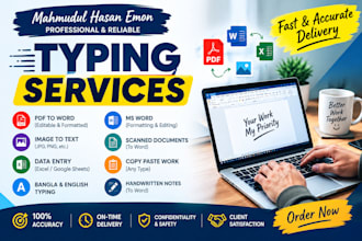 do fast and accurate typing, PDF to word, and data entry