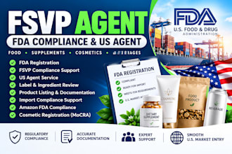 be your fsvp agent for fda compliance, US agent, fda registration and label