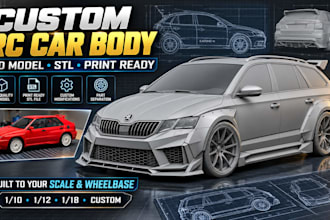 design custom rc car body, 3d car model and stl file for 3d printing