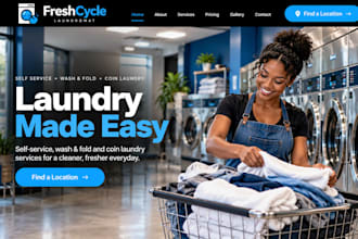design wix laundromat website self service coin laundry wash fold website