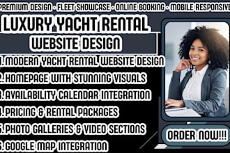 design a luxury yacht rental, yacht charter, and boat booking website