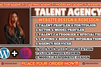 talent agency website, talent agency website design, modeling agency website