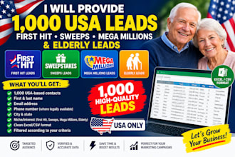give you first hit leads USA elderly leads, sweeps leads and mega millions leads