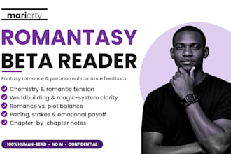 beta read your romantasy, fantasy romance or paranormal novel