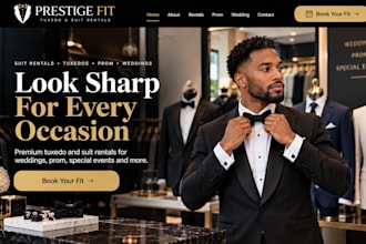 design wix tuxedo rental website suit rental formal attire prom tailor website