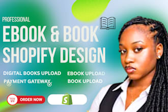 create book or ebook shopify store , shopify website design for ebook pre order