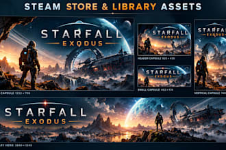 design a complete steam store and library asset set for your game