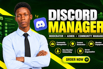 be your discord manager, moderator, admin and community manager