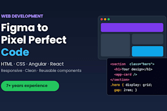 convert your figma design to responsive html css, angular or react