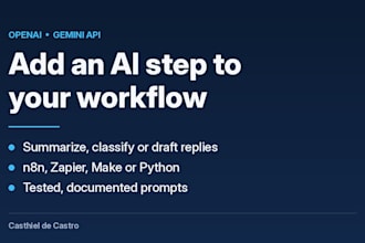 add an openai or gemini ai step to your n8n, zapier, make or python