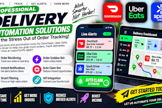 develop spark driver bot, instacart bot, doordash bot, auto grabber, uber bot