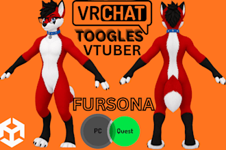 3d furry vrchat avatar custom furry fursona vrc character 3d vtuber model