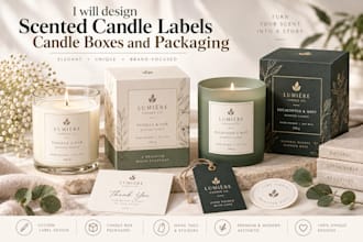 create scented candle labels, candle boxes and packaging for candle brands