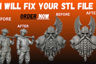 repair, edit, redesign, split slice 3d scan cleanup obj, 3mf stl for 3d printing
