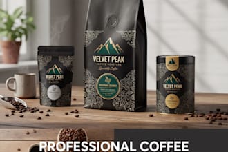 design coffee bag, coffee pouch and coffee label packaging for speciality coffee