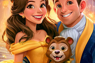make a disney cartoon illustration