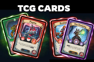 design trading card game art, ccg card frame, card template and board game