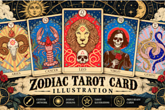 create tarot spiritual artwork, zodiac tarot artwork, astrology tarot card
