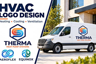 design a modern hvac logo for heating cooling and ventilation