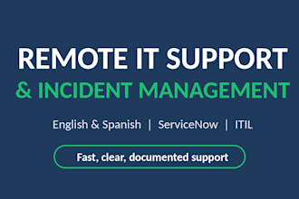 provide remote IT support and incident management in english