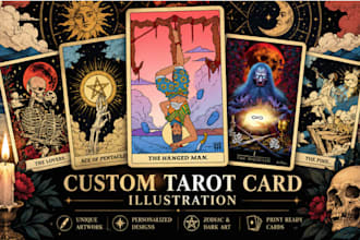 design personalized tarot playing cards zodiac artwork in dark art style