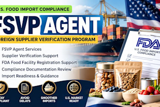 provide fda registration, US agent, product listing and fsvp support