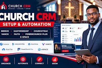 setup church crm church contact leads build church landing page church website