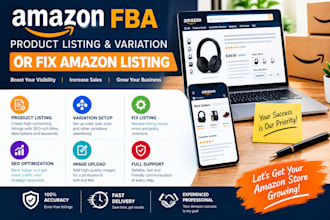 create amazon fba product listing and variation or fix amazon listing