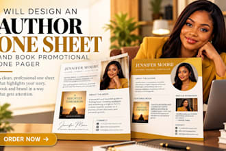 design an author one sheet and book promotional one pager