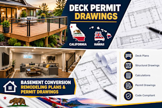 draw professional deck permit drawings for california and hawaii