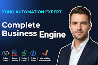 setup zoho crm and marketing automation, zoho books, zoho flow, zoho desk