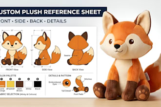 create plush reference sheet stuffed animal plushie soft toy character design