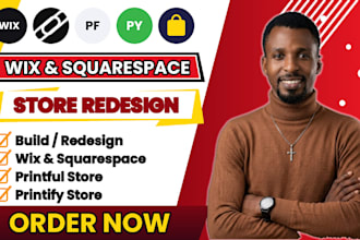 l build develop wix squarespace printful printify website redesign shop store