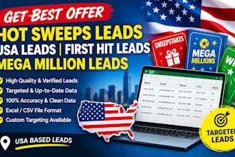 get best offer hot sweeps leads, USA leads, first hit leads, mega million leads