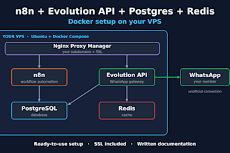 set up n8n, evolution API, postgres and redis on your vps with docker