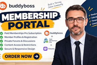 buddyboss membership portal with paid membership pro subscription and forums