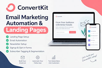 build convertkit email marketing automation and  convertkit landing pages
