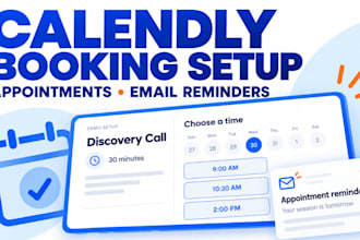setup calendly booking, appointment scheduling, and automated email reminders