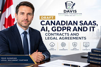 draft canadian saas, ai, gdpr and IT contracts and legal agreements