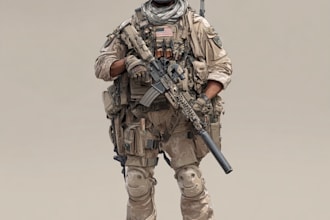 draw 2d game art military character design