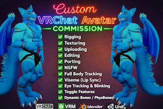 do custom vrchat avatar vr character furry avatar vrc model fix rig avatar nsfw
