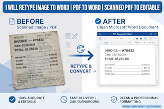 retype image to word document, pdf to word, and fast typing