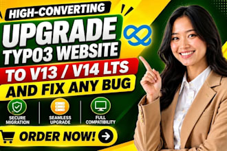 upgrade typo3 website to v13 v14 lts and fix any bug