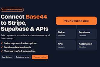 integrate base44 with stripe, supabase, apis and automation tools