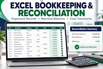 enter bookkeeping records and reconcile statements in excel