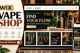 design or redesign wix vape shop website, wix smoke shop, e cigarette and hookah